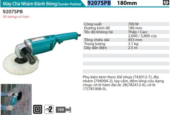 Máy Chà Nhám Đánh Bóng(180MM) - Makita 9207SPB