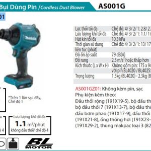 Máy Thổi Bụi Dùng Pin(BL)(40V MAX) (không kèm pin sạc) - Makita AS001GZ01