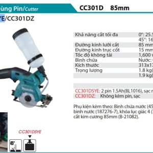 Máy Cắt Dùng Pin(12V MAX) (kèm 02 pin 1.5AH + sạc) - Makita CC301DSYE