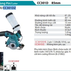 Máy Cắt Dùng Pin(12V MAX) (không kèm pin sạc) - Makita CC301DZ