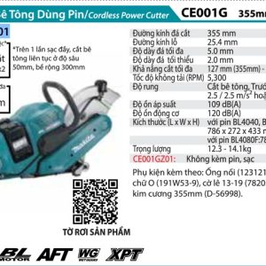 Máy Cắt Bê Tông Dùng Pin(355MM/BL)(40V M (không kèm pin sạc) - Makita CE001GZ01