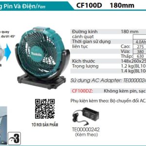 Quạt Dùng Pin(12V MAX) (không kèm pin sạc) - Makita CF100DZ