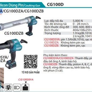 Súng bắn Silicon Dùng Pin(12V MAX) (kèm 01 pin + sạc) - Makita CG100DSYA