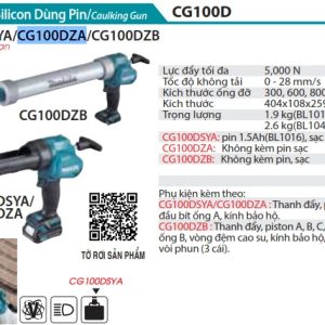 Súng Bắn Silicon Dùng Pin(12V MAX) (không kèm pin sạc) - Makita CG100DZA