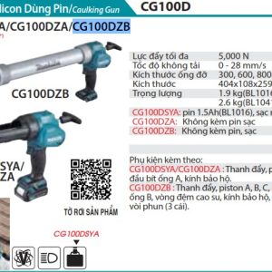 Súng Bắn Silicon Dùng Pin(12V MAX) (không kèm pin sạc) - Makita CG100DZB