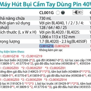 Máy Hút Bụi Dùng Pin(/MÀU ĐEN/BỘ LỌC HEP (không kèm pin sạc) - Makita CL001GZ18