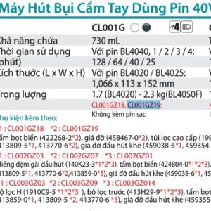 Máy Hút Bụi Dùng Pin(MÀU TRẮNG/BỘ LỌC HE (không kèm pin sạc) - Makita CL001GZ19