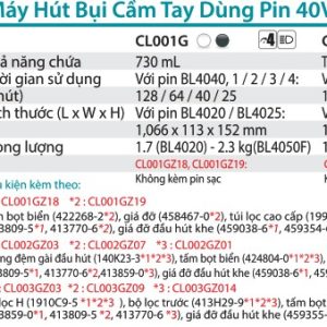 Máy Hút Bụi Dùng Pin(MÀU ĐEN/BL)(40V) (không kèm pin sạc) - Makita CL003GZ09