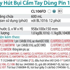 Máy Hút Bụi Dùng Pin(12V MAX) (không kèm pin sạc) - Makita CL108FDZW