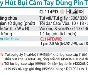 Máy Hút Bụi Dùng Pin(12V MAX) (kèm 01 pin + sạc) - Makita CL114FDWIX