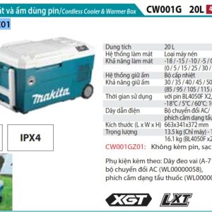 Máy Làm Mát Và Ấm Dùng Pin(40V/18V/AC) (không kèm pin sạc) - Makita CW001GZ01