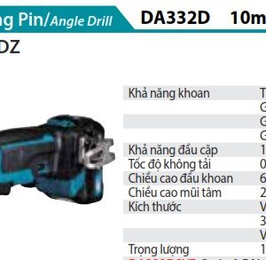 Máy Khoan Góc(12V MAX) (kèm 02 pin 1.5AH + sạc) - Makita DA333DSYE