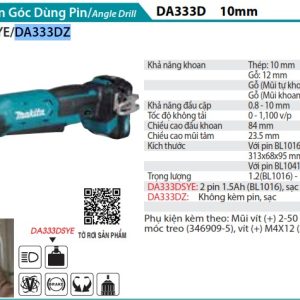 Máy Khoan Góc(12V MAX) (không kèm pin sạc) - Makita DA333DZ