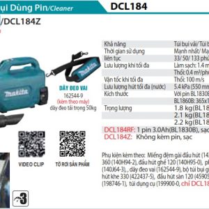 Máy Hút Bụi Dùng Pin(18V) (kèm 01 pin 3.0 + sạc) - Makita DCL184RF