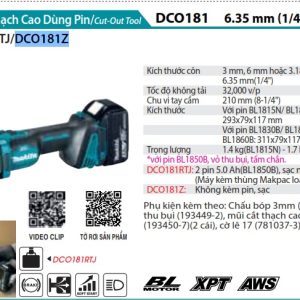 Máy Cắt Thạch Cao Dùng Pin(BL)(18V) (không kèm pin sạc) - Makita DCO181Z