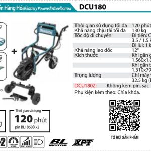 Xe Vận Chuyển Hàng Hóa Dùng Pin(BL)(18V) (không kèm pin sạc) - Makita DCU180Z