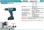 Máy Khoan Và Vặn Vít Dùng Pin(18V) (kèm 02 pin + sạc) - Makita DDF453SYE