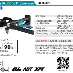 Máy Khoan Đất Dùng Pin(BL)(18VX2) (không kèm pin sạc) - Makita DDG460ZX4