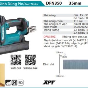 Máy Bắn Đinh Dùng Pin(35MM)(18V) (không kèm pin sạc) - Makita DFN350Z