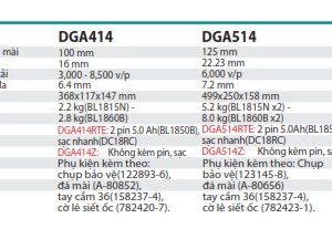 Máy Mài Góc Dùng Pin(kèm 02 pin 5.0 + sạc nhanh) - Makita DGA414RTE