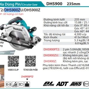 Máy Cưa Đĩa Dùng Pin(235MM/AWS/BL) (không kèm pin sạc) - Makita DHS900Z