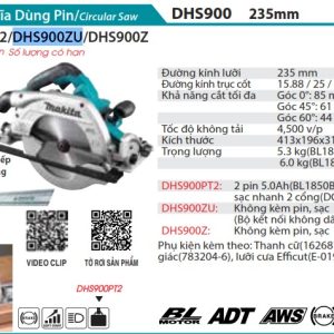 Máy Cưa Đĩa Dùng Pin(235MM/AWS/BL) (không kèm pin sạc) - Makita DHS900ZU