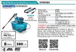 Máy Xịt Rửa Áp Lực Cao Dùng Pin(BL) (kèm 02 pin 5.0 + sạc nhanh) - Makita DHW080PT2