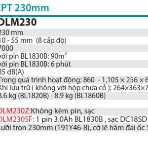 Máy Cắt Cỏ Đẩy Dùng Pin(230MM)(18V) (không kèm pin sạc) - Makita DLM230Z