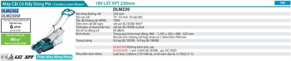 Máy Cắt Cỏ Đẩy Dùng Pin(230MM)(18V) (không kèm pin sạc) - Makita DLM230Z