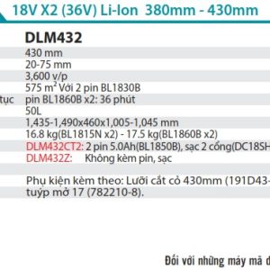 Máy Cắt Cỏ Đẩy Dùng Pin(380MM)(18VX2) (không kèm pin sạc) - Makita DLM382Z