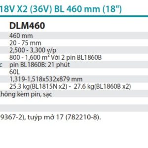 Máy Cắt Cỏ Đẩy Dùng Pin(BL)(18Vx2) (không kèm pin sạc) - Makita DLM460Z