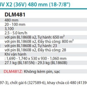 Máy Cắt Cỏ Đẩy Dùng Pin(480MM)(18VX2) (không kèm pin sạc) - Makita DLM481Z