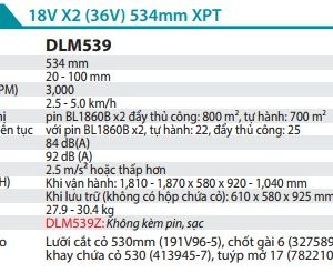 Máy Cắt Cỏ Đẩy Dùng Pin(530MM)(18VX2) (không kèm pin sạc) - Makita DLM538Z