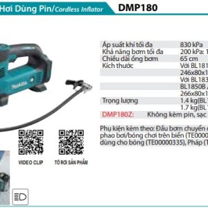 Máy Bơm Hơi Dùng Pin(18V) (không kèm pin sạc) - Makita DMP180Z