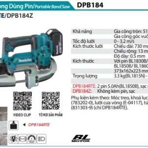 Máy Cưa Vòng Dùng Pin(51X51MM/BL)(18V) (kèm 02 pin 5.0 + sạc nhanh) - Makita DPB184RTE