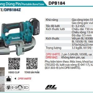 Máy Cưa Vòng Dùng Pin(51X51MM/BL)(18V) (không kèm pin sạc) - Makita DPB184Z