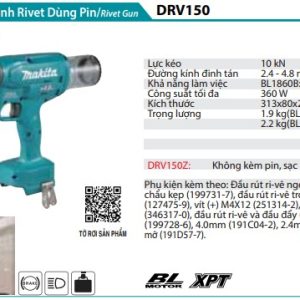 Máy Tán Đinh Rivet Dùng Pin(BL)(18V) (không kèm pin sạc) - Makita DRV150Z