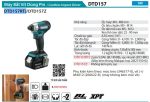 Máy Bắt Vít Dùng Pin(BL)(18V) (kèm 02 pin 5.0 + sạc nhanh) - Makita DTD157RTJ