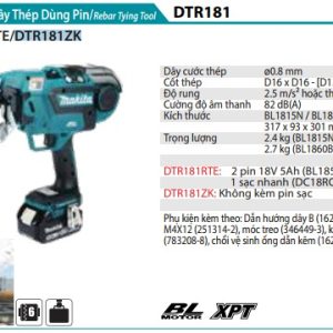 Máy Buộc Dây Thép Dùng Pin(BL)(18V) (không kèm pin sạc) - Makita DTR181ZK