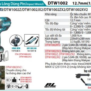 Máy Siết Bu Lông Dùng Pin(12.7MM/BL) (kèm 02 pin 5.0 + sạc nhanh) - Makita DTW1002RTJ