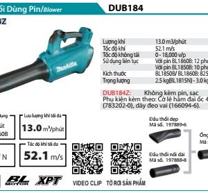 Máy Thổi Dùng Pin(BL)(18V) (không kèm pin sạc) - Makita DUB184Z