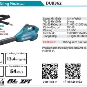 Máy Thổi Dùng Pin(BL)(18VX2) (không kèm pin sạc) - Makita DUB362Z