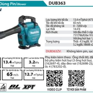 Máy Thổi Dùng Pin(BL)(18Vx2) (không kèm pin sạc) - Makita DUB363ZV