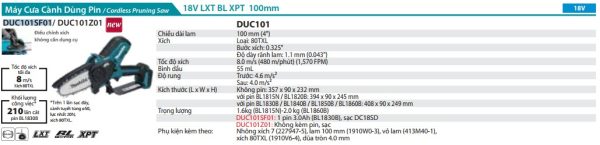 Máy Cưa Cành Dùng Pin - Makita DUC101SF01