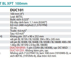 Máy Cưa Cành Dùng Pin(100MM/BL)(18V) - Makita DUC101Z01