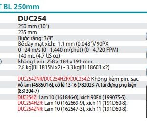 Máy Cưa Xích Dùng Pin(90PX/BL)(18V) (không kèm pin sạc) - Makita DUC254Z