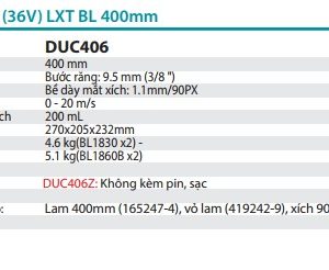 Máy Cưa Xích Dùng Pin(350MM/90PX/BL)18V (không kèm pin sạc) - Makita DUC406Z