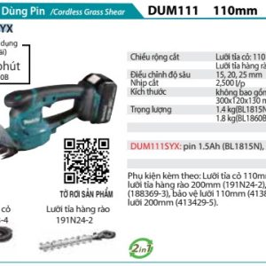 Máy Tỉa Cỏ Dùng Pin(110MM)(18V) (kèm 01 pin + sạc) - Makita DUM111SYX