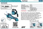 Máy Cắt Cành Dùng Pin(18Vx2) (không kèm pin sạc) - Makita DUP362ZN