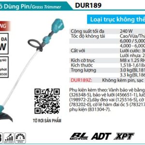 Máy Cắt Cỏ Dùng Pin(TAY CẦM VÒNG/BL) (không kèm pin sạc) - Makita DUR189Z